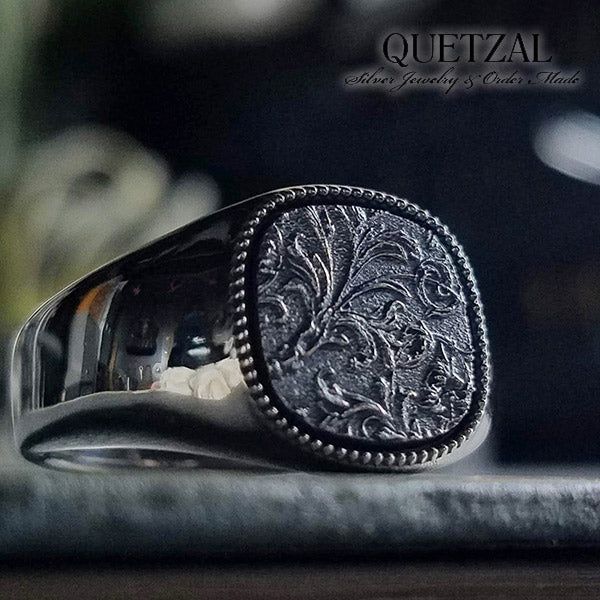Quetzal スクロールシグネットリング リング 18号～28号