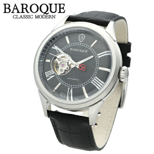 BAROQUE ブラック マザーオブパール 腕時計 ブランド ウォッチ MADE IN JAPAN SERIES BA3004S-60BK 時計  メンズ 紳士 かっこいい 自動巻き スケルトン