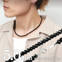 最高級 5mm ブラックスピネル ネックレス 40cm 45cm 50cm ダイヤモンドカット ブラックスピネルネックレス 5.0mm 8月 誕生石  天然石