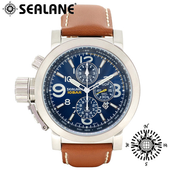 SEALANE/シーレーン】SE44 シリーズ(ブルー)牛本革ベルト ウォッチ