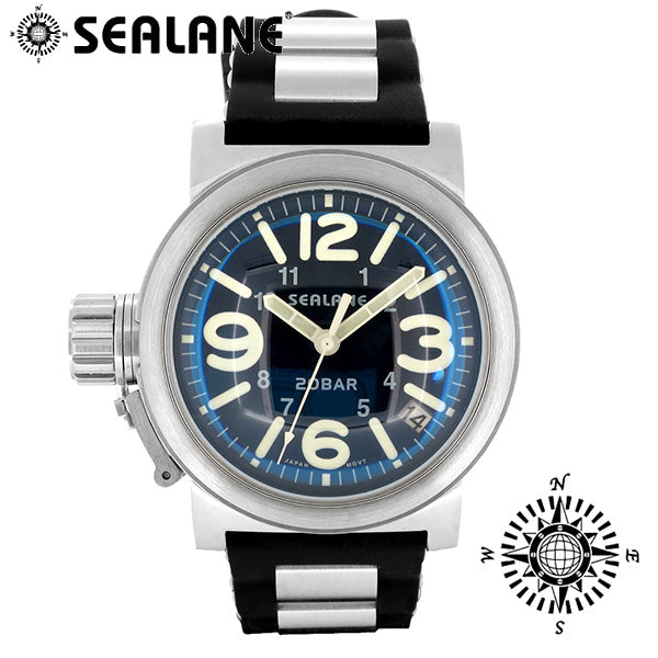 SEALANE 腕時計SE51男性用【値下げ】 SEALANE/シーレーン】SE51 シリーズ(ブルー)ラバーベルト